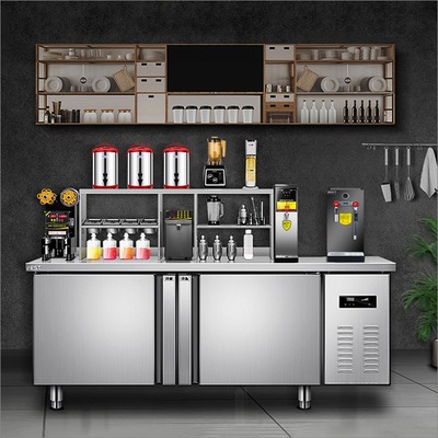 FEST 1.5M Milk Tea Making Bubble Tea Bar Counter With Refrigeration Cabinet for Sale